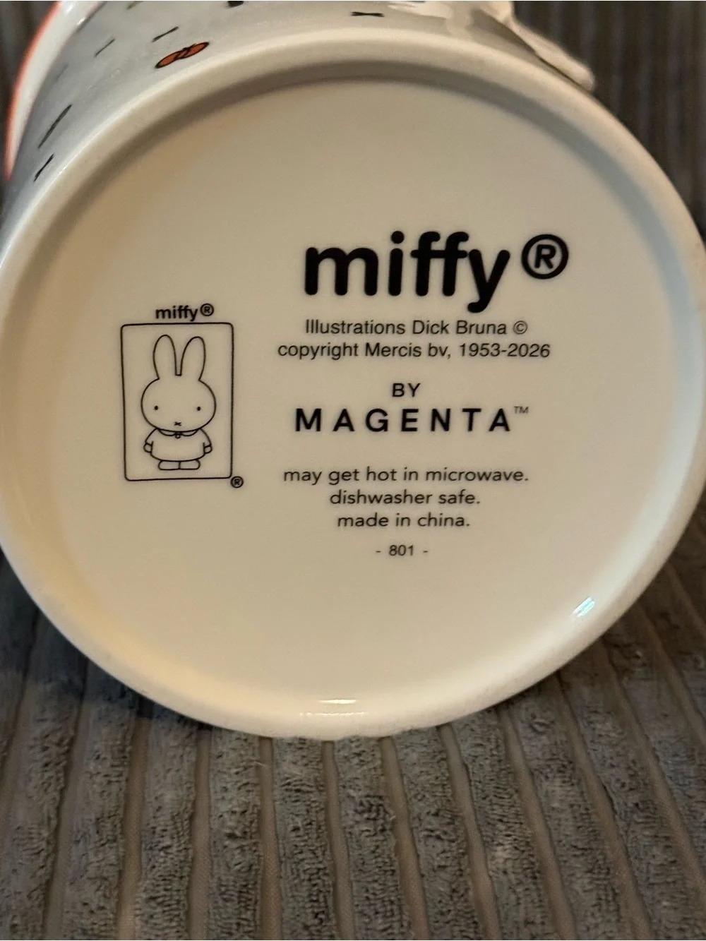 miffy White Ceramic Canister with Orange Accents and Colorful Butterflies